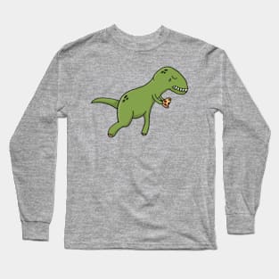 Sad T-Rex Dino with Pizza Long Sleeve T-Shirt